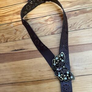Embellished Butterfly Brown Belt